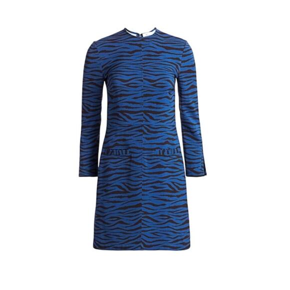 A.L.C. Blue Black Noelle Sheath Animal Print Dress sz 4. - Picture 7 of 14